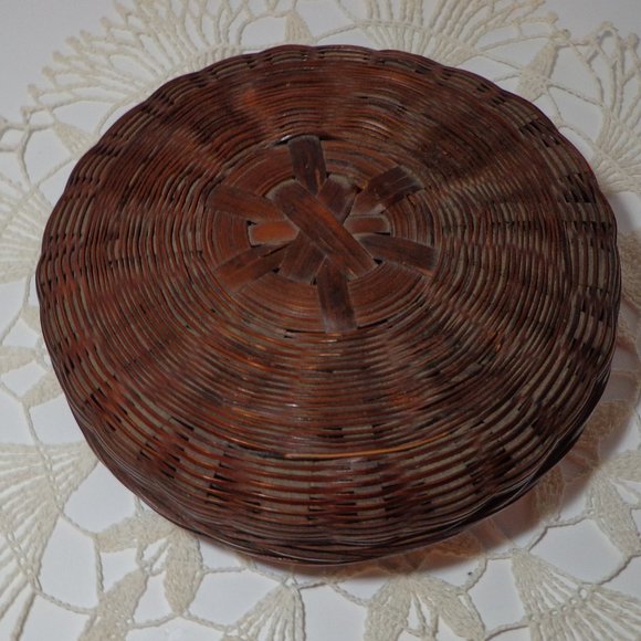 unbranded Other - Vintage Round Chinese Wicker Sewing Basket, Button Basket